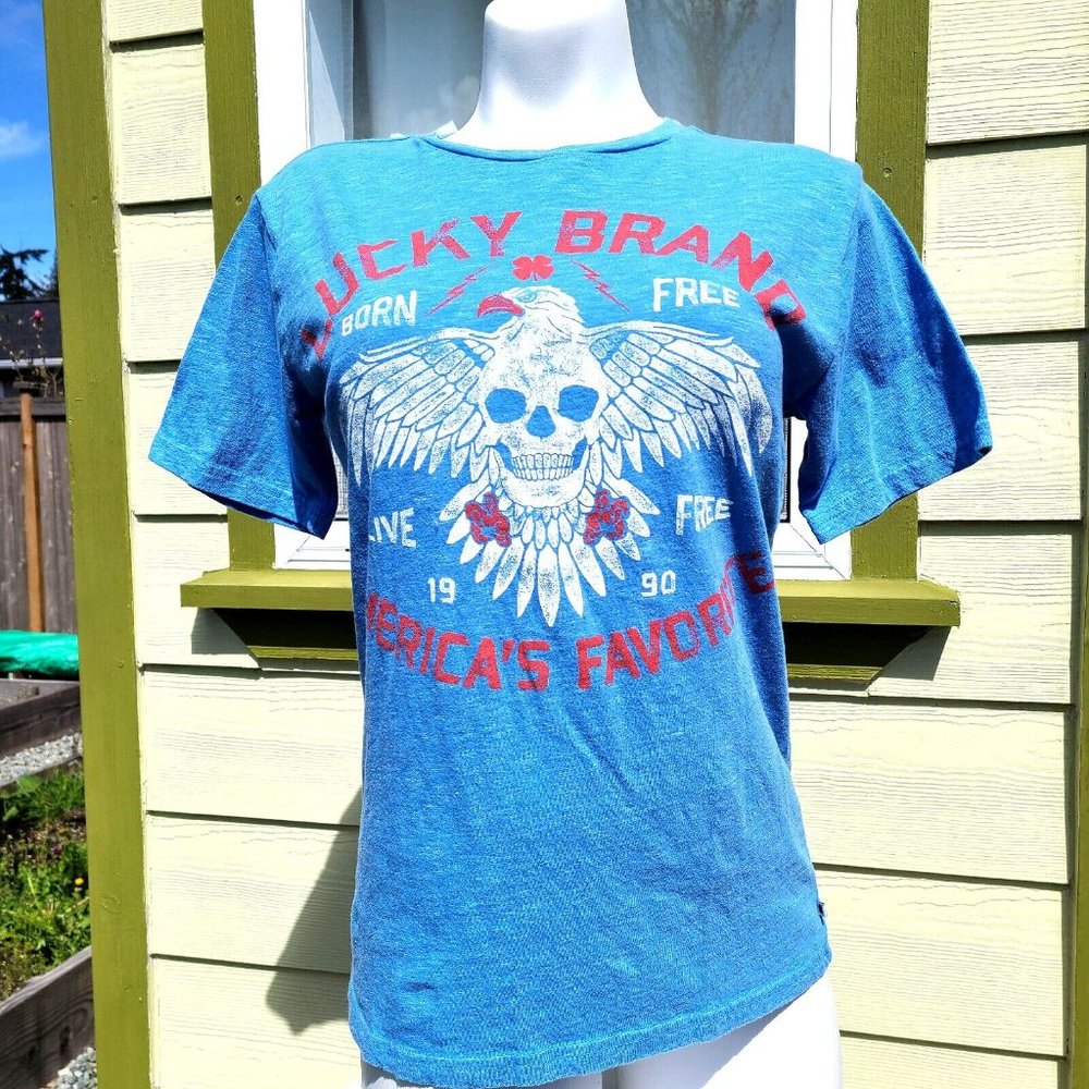Lucky Brand Born Free Live Free 1990 America's Favorite T-Shirt Size Large